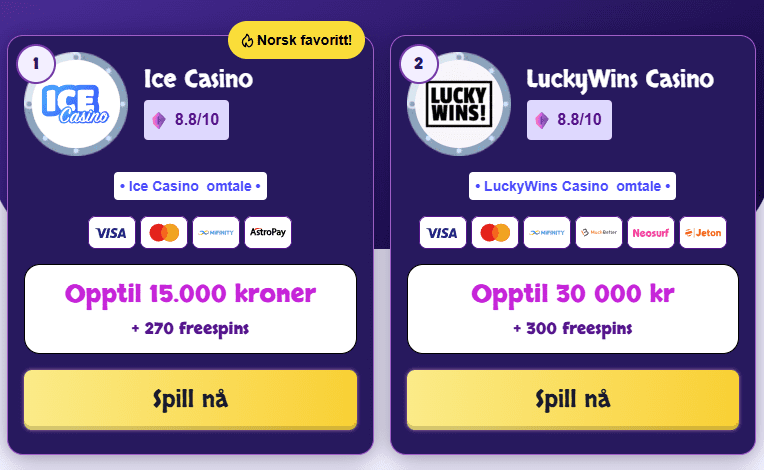 de beste nettcasinoene