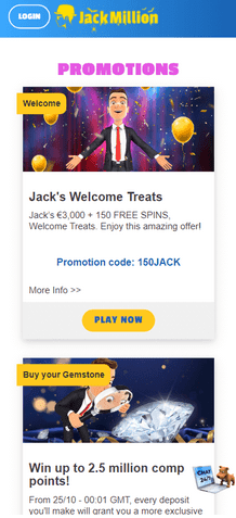 Jack Million Casino mobile
